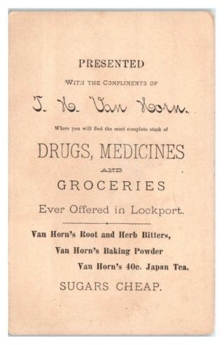 Van Horn Pharmacy Drugs Medicines Groceries,  Lockport,  NY Victorian Trade Card 2
