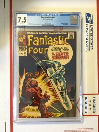 Fantastic Four 55_cgc 7.  5_thing Vs.  Silver Surfer_lee/kirby_1966_white Pages