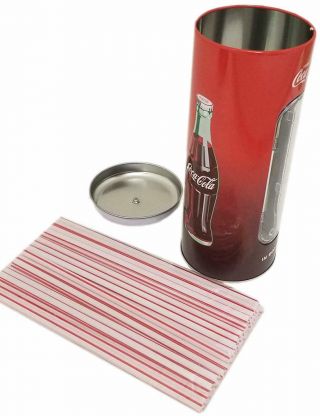 Coke Holder Tin Straws 50 Pack 2019 Version Coca Cola Collectible Storage Party 4