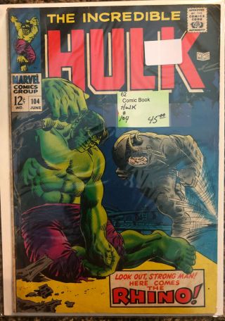 Incredible Hulk 104 Marvel Comic Book - Vg 4.  0 - Rhino Big Pics