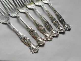 (6) Antique 1847 Rogers Bros.  Vintage Grapes Silverplate Dessert Forks 6 1/2 