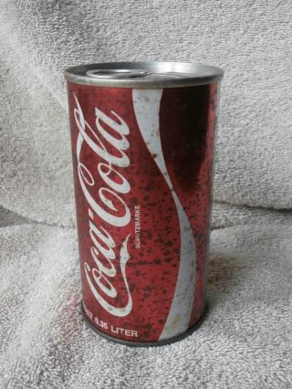Vintage Steel Metal Coca Cola Soda Can Coke German? 12 Oz ? Top Intact