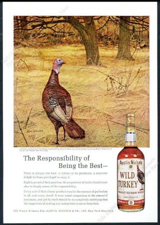 1970 Wild Turkey Bourbon Whiskey Bird Ken Davies Art Vintage Print Ad