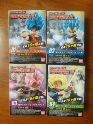 Bandai 66 Action Dash Dragon Ball Mini Action Toy Figure Set Of 4pc