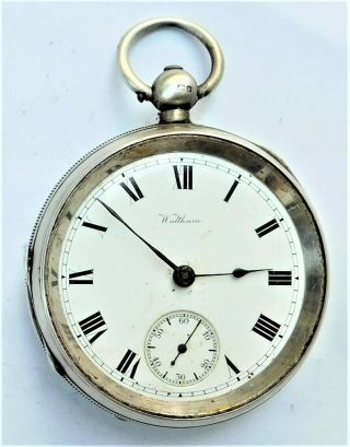 Hm 1914 Waltham Silver Mechanical Pocket Watch Vintage Antique