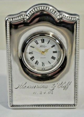 R.  Carr Sheffield England.  925 Sterling Silver 2002 Framed Clock 3.  5 