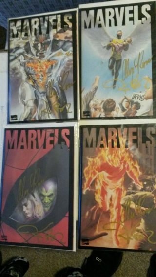 Marvels 1 - 4 - Allsigned Alex Ross And Kurt Busiek Key Comic Books
