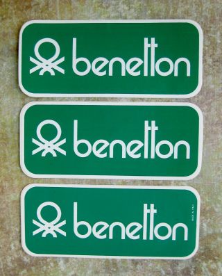 3 Vintage Benetton " United Color Of Benetton " Stickers,  Glossy,  Made In Italy