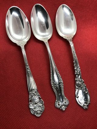 3 X Antique Vintage Sterling Silver Very Decorative Spoons Early 1900’s