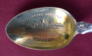 Victoria British Columbia B.  C.  Canada Sterling Silver Souvenir Spoon.  Gold Plate