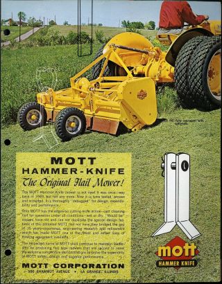 Vintage Mott Hammer Knife Flail Mower Spec Sheet Flail - Knives