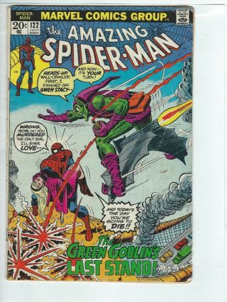 Spider Man 122 Death Of Green Goblin Marvel 1973 Gwen Stacy