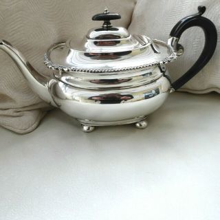 Vintage Alpha Silver Plate Silver Solder Teapot Resting On 4 Ball Feet Gleaming