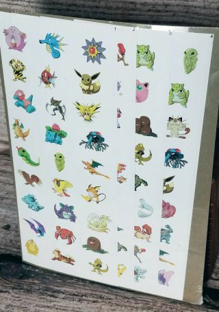 Pokemon Poster With Stickers Vintage 1999 Set Of 4 Sheets