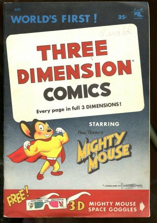 Three Dimension Comics 1 Fine 6.  0 Mighty Mouse 1953 W/ Glasses