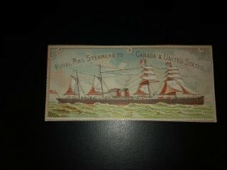 Victorian Trading Card Royal Mail Steamers To Canada And United States
