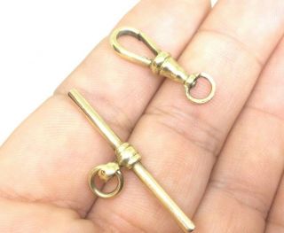 Fab Antique 9ct Rolled Gold Dog Clip Clasp & T - Bar Albert Chain Pocket Watch Fob