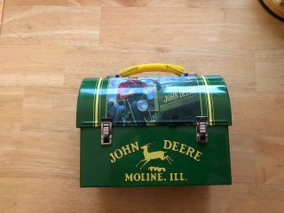 John Deere Small Tin Lunch Box Young Man Driving A Tractor