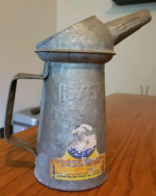 Vintage Dover Galvanized 1 Qt.  Oil Can With Spout C - 10