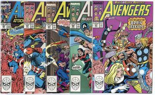 Avengers 301 - 310 Complete Run Avg.  Nm,  9.  6 White Pages Marvel 1989