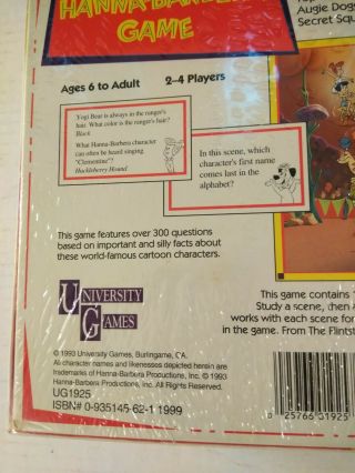 Vintage 1993 University Games The Funtastic World of Hanna Barbera Game NIB 5