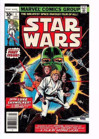 Star Wars 1 Nm - 9.  0 - 9.  2 1st First Print (1977 Marvel Comics) Luke Skywalker