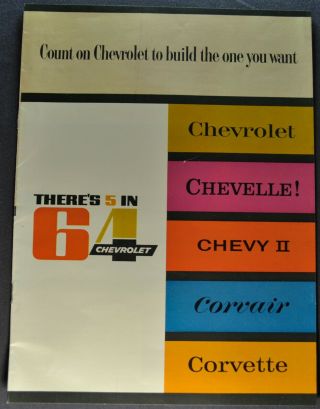 1964 Chevrolet Brochure Impala Bel Air Chevelle Chevy Ii Nova Corvair Corvette