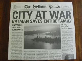 Batman The Dark Knight Gotham Times City At War Newspaper Promo Item