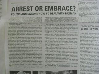Batman The Dark Knight Gotham Times City At War Newspaper Promo Item 4
