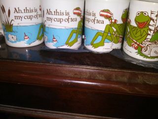4 Each Vintage Kiln Craft Kermit The Frog Mugs Made In England