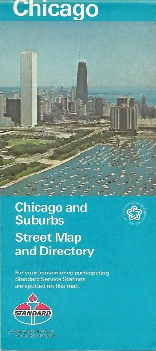 1976 Standard Oil Road Map Chicago & Suburbs Illinois Evanston Oak Park Hammond