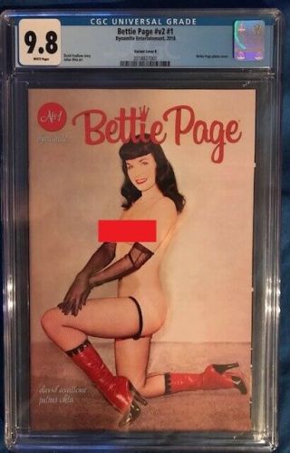Bettie Page Vol2 1 Dynamite Nude Black Bag Cover K Variant Cgc 9.  8 Nm Near