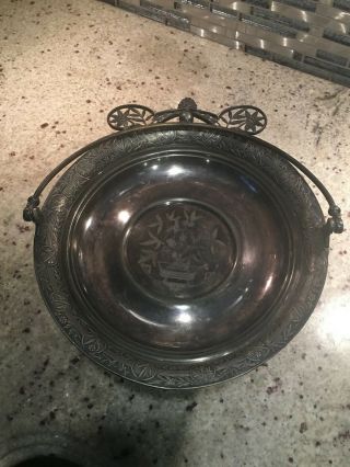 Antique Victorian Pairpoint Quadruple Silver Plate Ornate Footed Dish Openwork