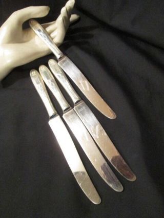1921 Grosvenor Community Silver Plate 4 Dinner Knives Knife Hollow Handle 9.  5 "