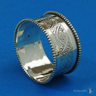 Decorative Victorian Sterling Silver Napkin Ring Birmingham 1885 H Bros