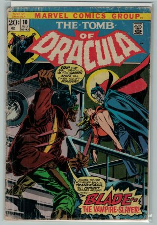 Tomb Of Dracula 10 1st Appear Blade 1973 Marvel Bronze Age Horror Gd - Low Grade