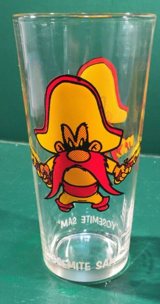 Vintage Looney Tunes Collectible Pepsi Glass Yosemite Sam 1973 Warner Bros