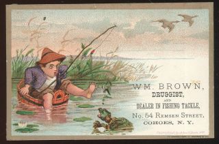 1881 Tc Advertising Wm.  Brown Druggist,  Dealer In Fishing Tackle,  Cohoes,  N.  Y.