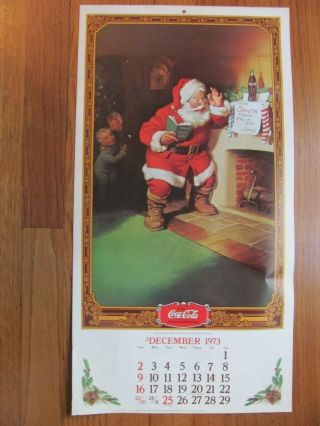 1974 Coca Cola Wall Calendar W/ Vintage Advertising Pictures & Dec.  1973 Santa