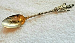 Vintage English Sterling Silver Spoon With Crest,  Sword,  Crown On Handle Old 22g