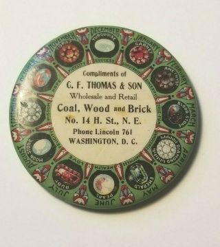 Vintage Advertising Pocket Mirror Thomas & Son Coal,  Wood & Brick Washington,  Dc
