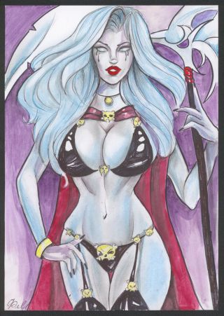 A02552 Lady Death Art Drawing By Fakeev ⭐albertstonegallery⭐