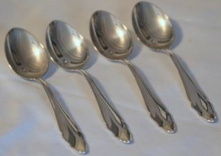 Four Antique Sterling Teaspoons In A Very Fine Pattern From Germany