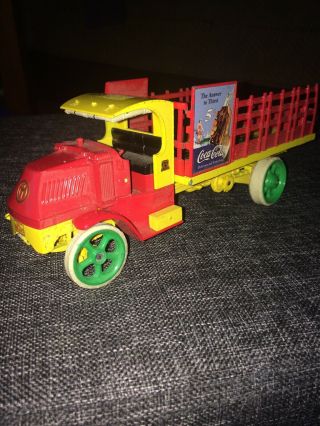 Vintage Yellow & Red Coca Cola Cast Iron Delivery Truck 3
