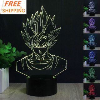 Dragon Ball Z Son Goku 3d Illusion Led Night Light Touch Table Desk Lamp 7 Color