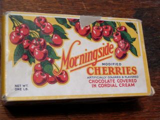 Brach Morningside Chocolate Covered Cherries Vintage 1940s 2 - Piece Cardboard Box