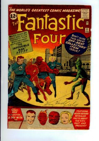 Marvel: Fantastic Four 11 Jack Kirby Cover And Art Stan Lee Story Low Grade