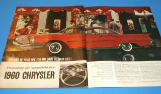 Vintage Print Ad 1960 Chrysler " The Car Of Your Life " 2 Pg 20 X 13