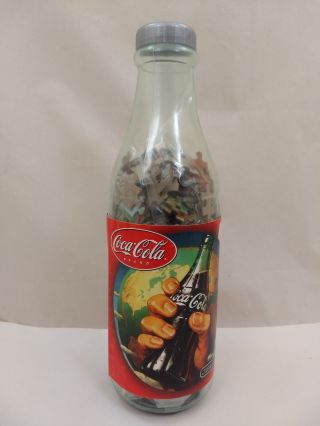 Coca - Cola Bottle Bank W/ 500 Piece 19 " Round Jigsaw Puzzle Screw Off Bottle Cap