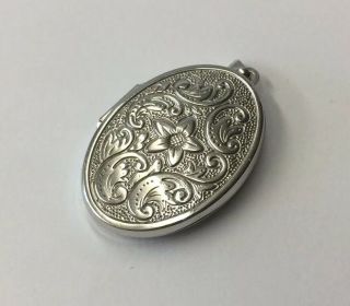 Vintage Solid Silver Two Photo Locket 3.  5cm In Length